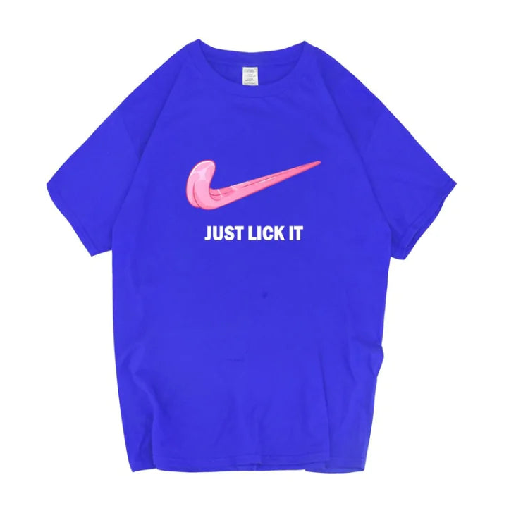 Camiseta de Manga Corta con Estampado de Letras 'Just Lick It'