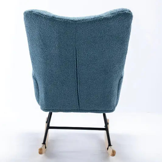 Sillón Mecedor con Bolsillos, Sillón Mecedor de Tela Teddy Suave para Guardería, Sillón Mecedor Golider Wingback Cómodo