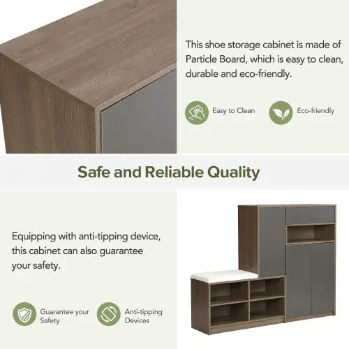 Banco de Almacenamiento de Zapatos y Armario 2-en-1