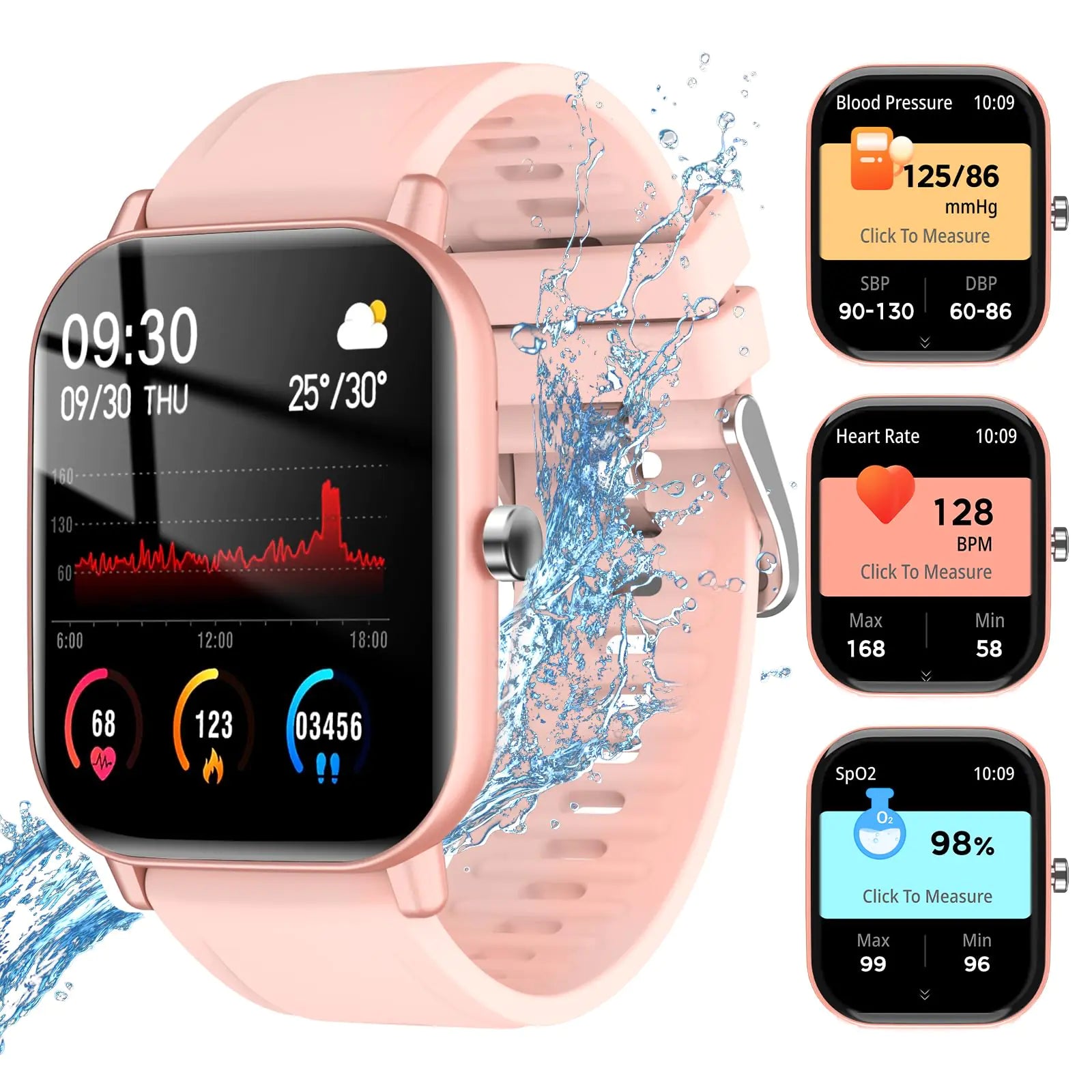 Reloj Inteligente auczh para Control de Presión Arterial, Modelo Reloj Inteligente para Hombre, Pantalla HD 2.01", Impermeable, Dial/Responder, Rastreador de Fitness con Seguimiento de Presión, Smartwatch para Teléfonos Android iOS, Color Rosa