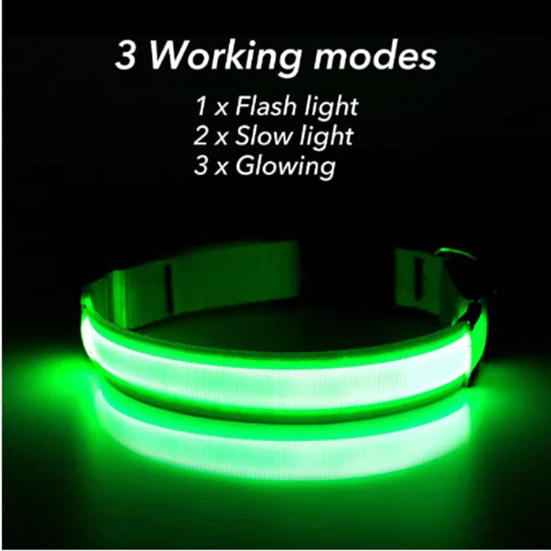 Collar Ajustable LED para Perros con Luz Intermitente y Brillante para la Seguridad de Mascotas, Impermeable