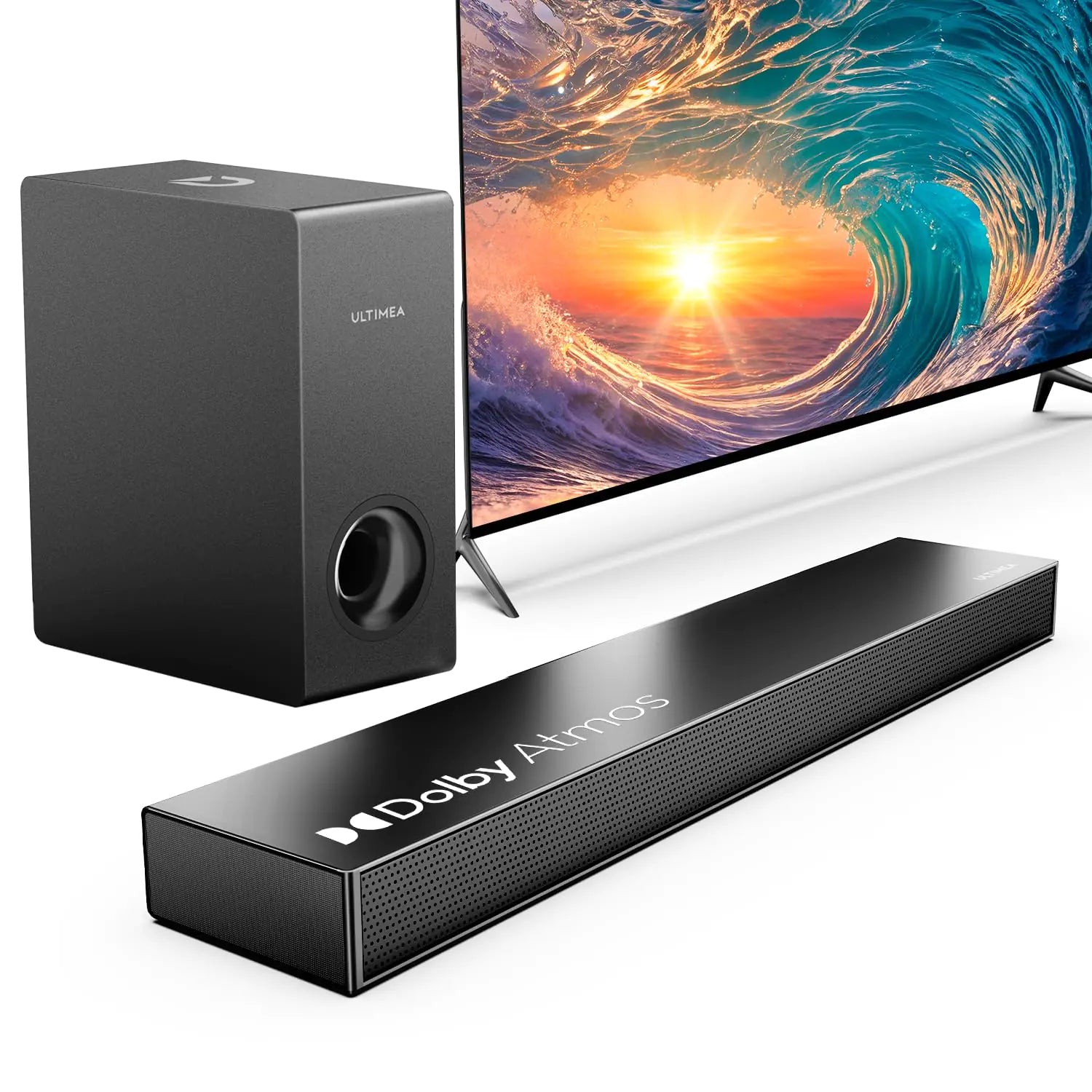 Barras de Sonido ULTIMEA para Smart TV con Dolby Atmos Sistema de Sonido Envolvente 3D para Altavoces de TV Barra de Sonido 2.1 para TV con Subwoofer Aumento de Bajos Potencia Pico 190W HDMI eARC Nova S50 Actualización 2024