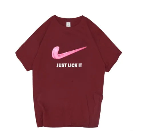 Camiseta de Manga Corta con Estampado de Letras 'Just Lick It'