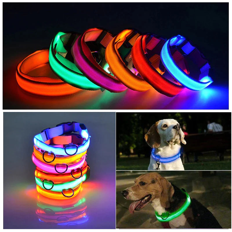 Collar Ajustable LED para Perros con Luz Intermitente y Brillante para la Seguridad de Mascotas, Impermeable