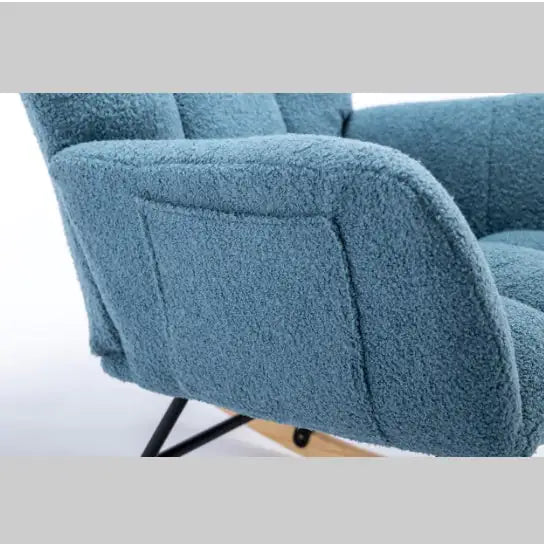 Sillón Mecedor con Bolsillos, Sillón Mecedor de Tela Teddy Suave para Guardería, Sillón Mecedor Golider Wingback Cómodo