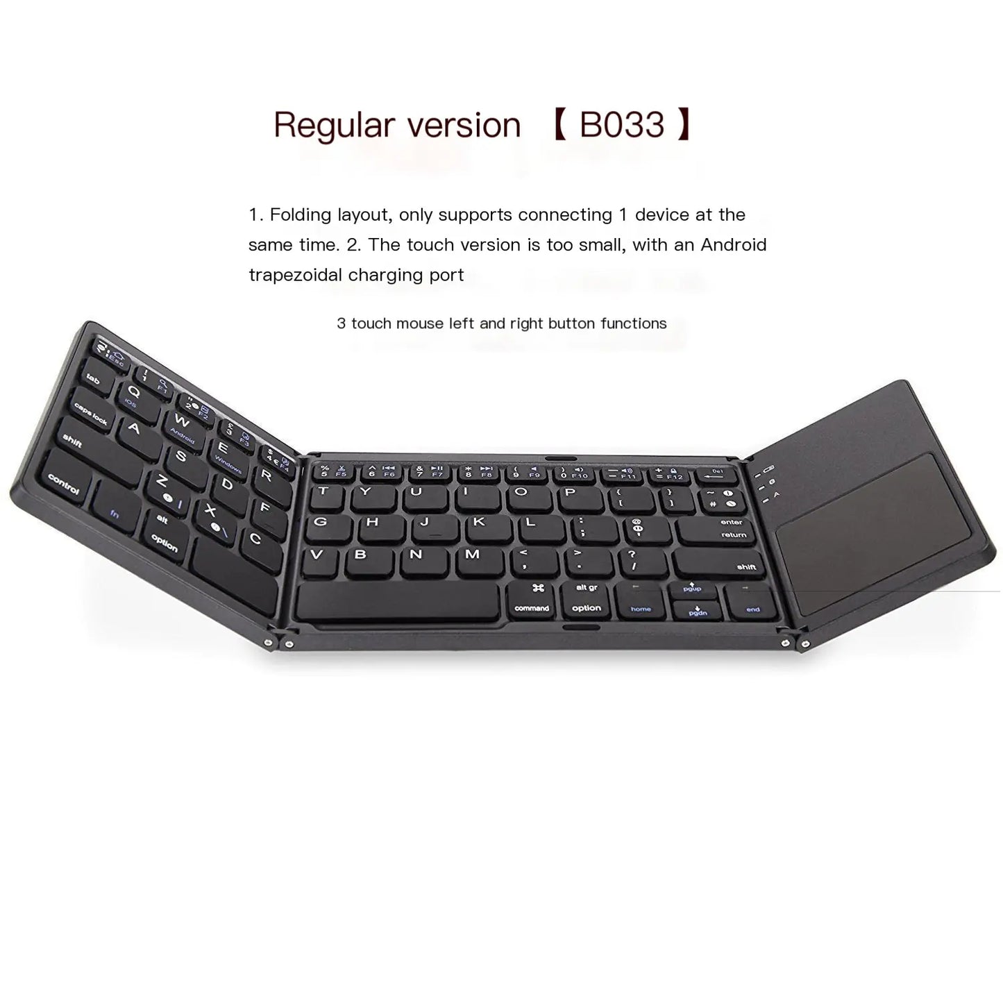 Teclado Mini Plegable Inalámbrico Bluetooth con Touchpad