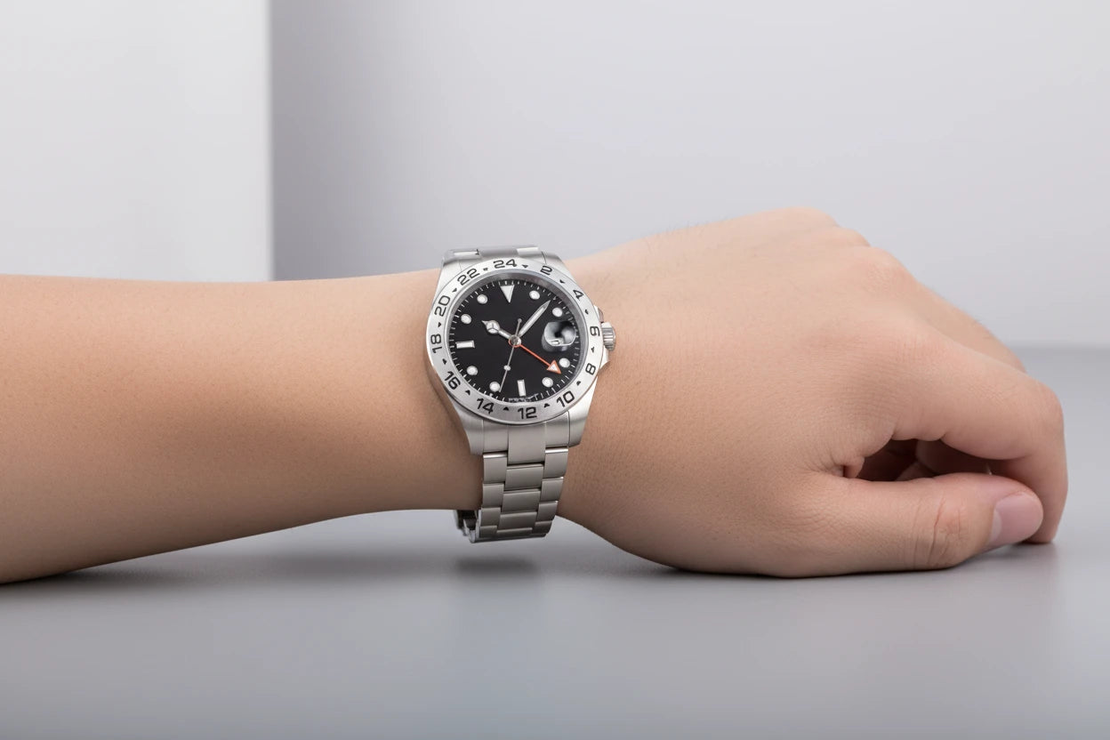 Reloj Mecánico GMT Explorer 42mm – Cristal de Zafiro | Acero Inoxidable Premium