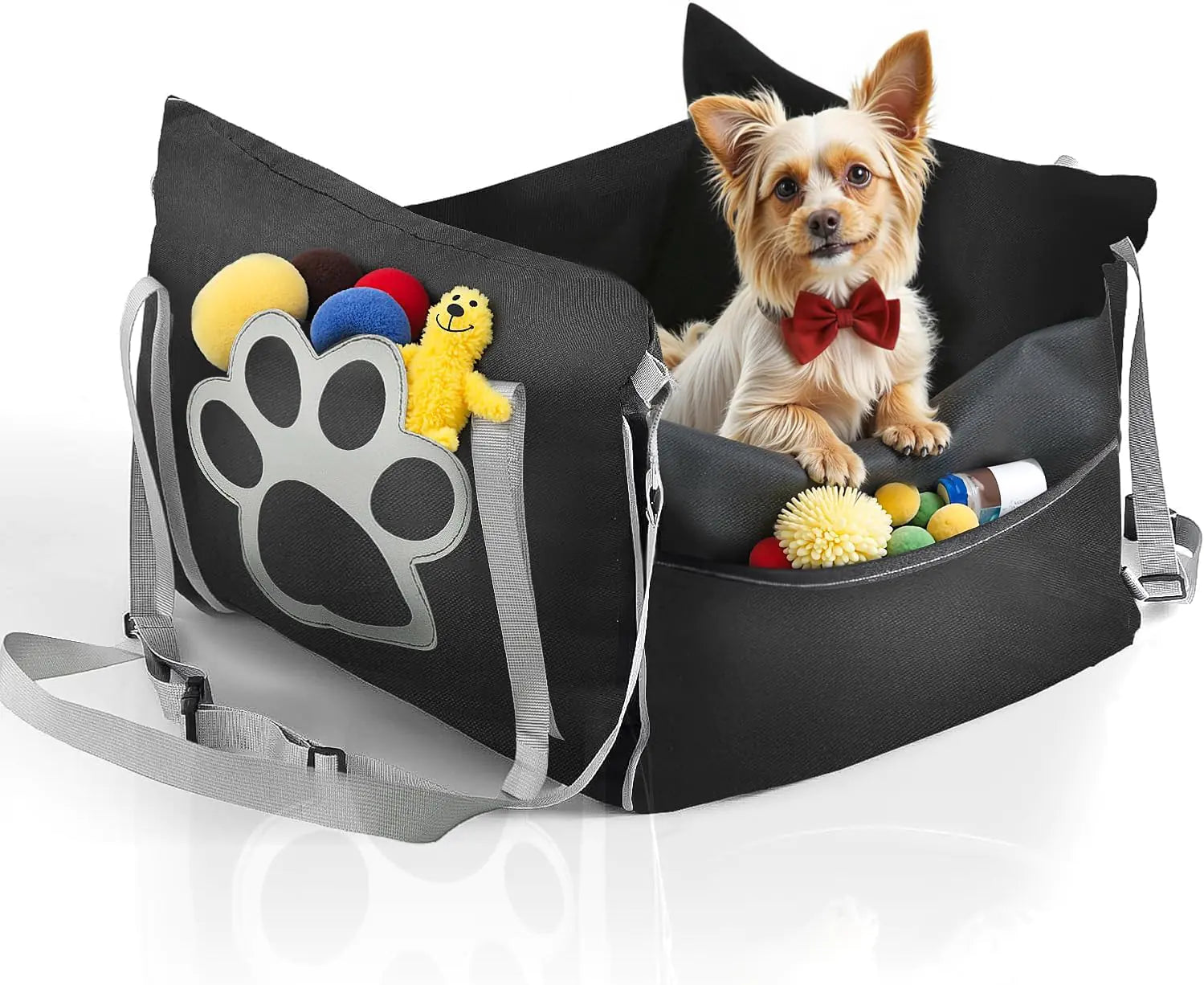 Dog Car Seat Bed for Small Dogs Pet Booster Seat Puppy Car Seat Dog Bed for Car Front and Back Seat Dog CarSeat Carrier for Small&Medium Sized Dogs Up to55lbs (BLACK1 Medium)