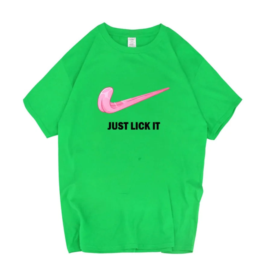 Camiseta de Manga Corta con Estampado de Letras 'Just Lick It'