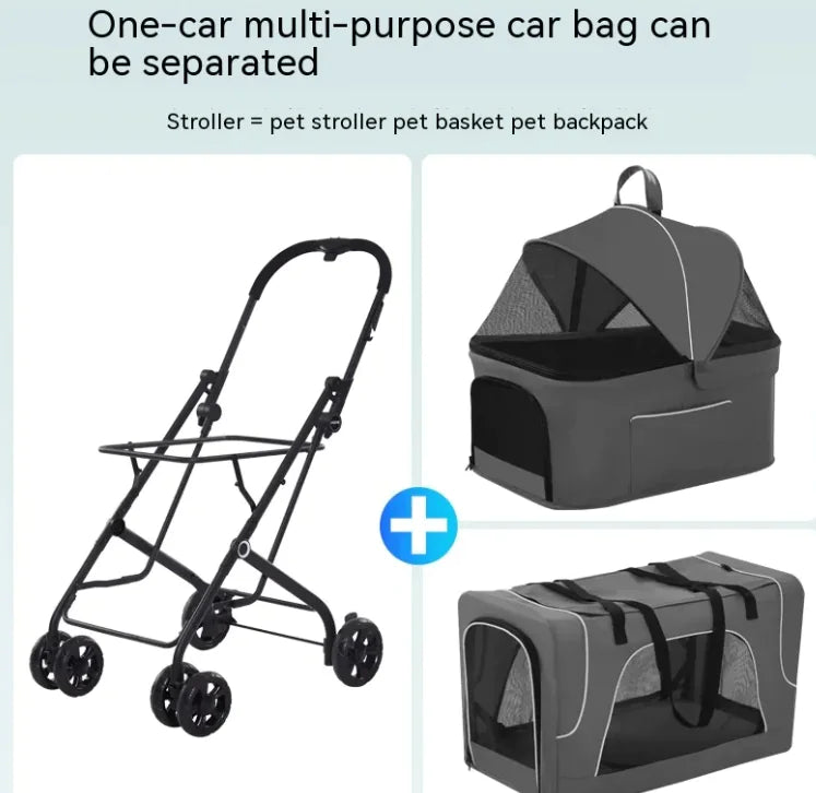 Carrito Plegable Ligero para Perros y Gatos Pequeños