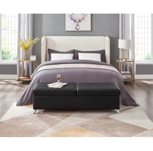 Banco de Cama 56.7 con Almacenamiento en Cuero Negro