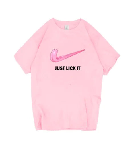 Camiseta de Manga Corta con Estampado de Letras 'Just Lick It'