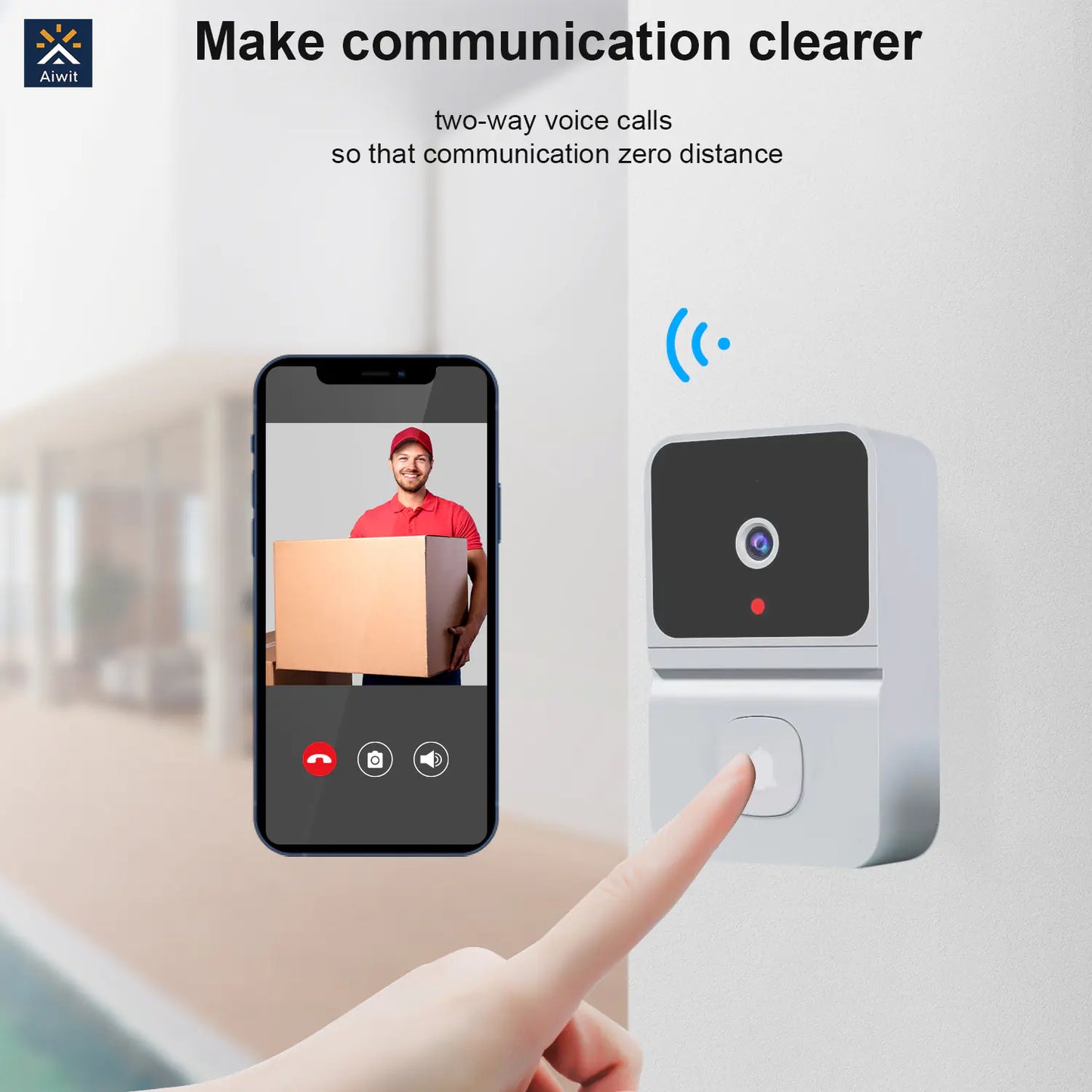 Intercomunicador de Monitoreo Remoto en Casa con Visión Nocturna y Wifi Inalámbrico